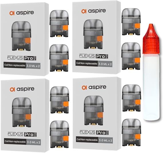 ASPIRE FLEXUS PRO Replacement POD Cartridges 4 Boxes Coil Inside + 1 Empty Bottle 0.6Ω