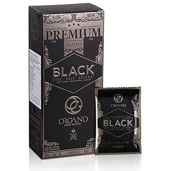 ORGANO Gourmet Black Coffee, 100% Certified Organic Ganoderma Lucidum (30 Sachets)