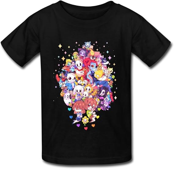 Undertale All Characters Heats Determination for Kid's T-Shirt Black X-Small