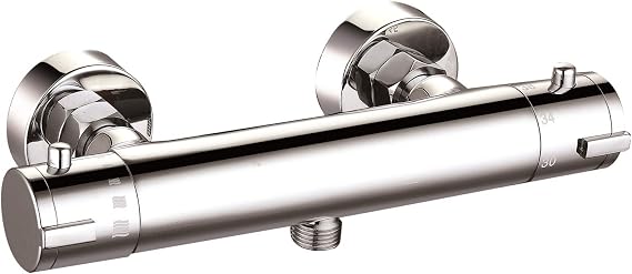 VeeBath Geo Luxury Thermostatic Round Bar Mixer Shower Valve Tap Chrome