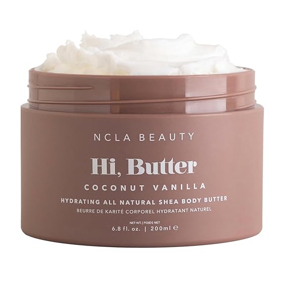 NCLA BEAUTY Hi Butter All Natural Body Butter - Body Moisturizer with Sunflower Oil and Shea, Cocoa, Mango Extracts - Coconut Vanilla - 6.8 oz