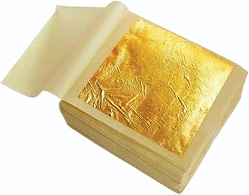 L.A. Gold Leaf Pure Gold Leaf/Gold Vark/Gold waraq (10.pcs) Sheet 24K Gold Leaf Leaves Foil Finest Gold Leaves Food Gilding Facial Beauty Spa Size(50mm* 50mm* -10Pcs- Sheets)_