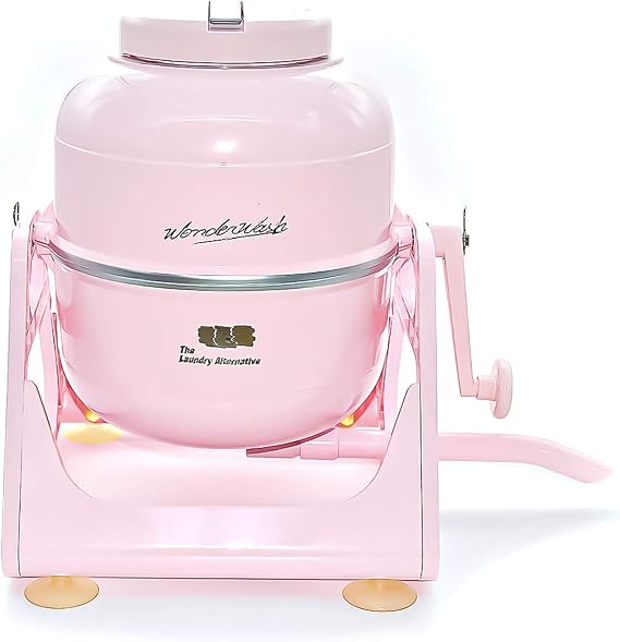 WonderWash Portable Washing Machine for Apartment & Tiny Spaces - Manual Hand Clothes Washer with Retro Design - Clean Laundry Anywhere with Our Countertop, Non-Electric, Small Washer - Pink