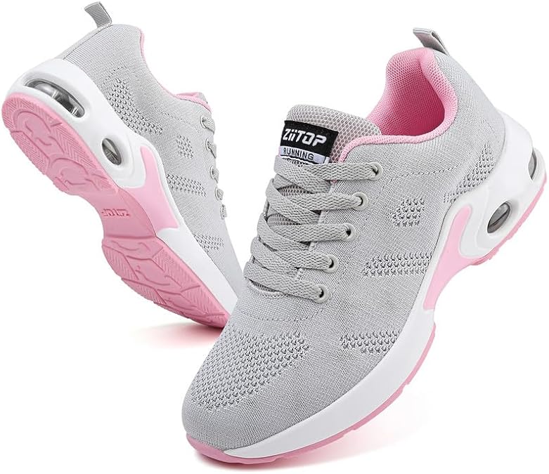 Womens Trainers Running Shoes Air Cushion Arch Support Sneakers Platform Trainers Ladies Walking Shoes Mesh Breathable Lightweight Sport Sneakers Outdoor Gym Athletic Tennis Jogging