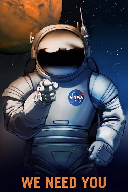 Laminated NASA We Need You Mars Exploration Astronaut Geeky Solar System Science Nebula Milky Way Aesthetic Trendy Poster Dry Erase Wall Art 12x18