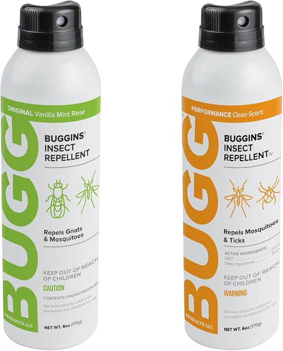 BUGGINS - Tropic Combo Pack - Original Insect Repellent - Performance Repellent - 2-6 oz Continuous Spray Cans