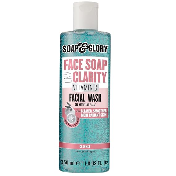 Soap & Glory Face Soap and Clarity Vitamin C Face Wash - 3-in-1 Exfoliating & Hydrating Facial Cleanser - Gently Removes Makeup While Unclogging Pores - Suitable For All Skin Types (350ml)