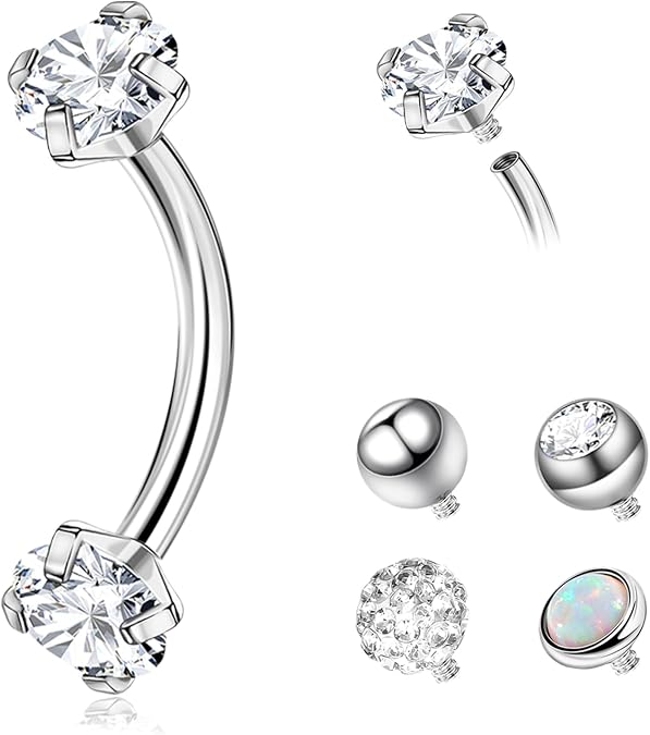 5 Pcs Belly Piercing Button Rings Navel for Women 14G Petite CZ Belly Rings Internally Threaded Navel Piercing Jewelry 8MM 10MM 12MM 14MM 16MM