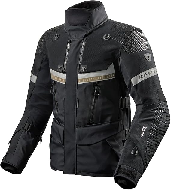 REV'IT! Men's Dominator 3 GTX Adventure Touring Motorcycle Jacket (Black - Medium)