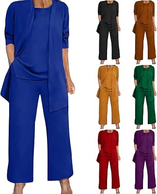 Womens Trendy Lounge Set 3 Piece Outfits Long Sleeve Cardigan Sleeveless Top Wide Leg Pants Casual Sweatsuit Sets