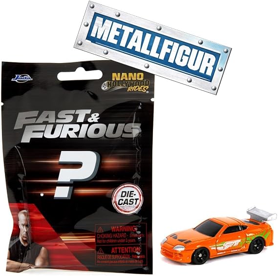 Jada Toys Fast & Furious Car (Model Car in Mystery Blind Pack) - 1 of 12 Detailed Nano Toy Cars Made of Metal (4 cm) for Fans and Collectors from 3 Years