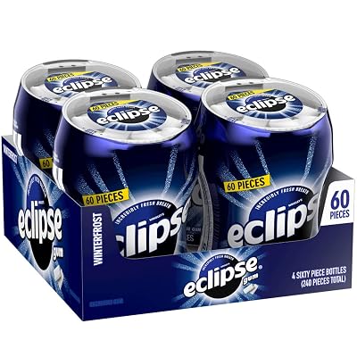 ECLIPSE Gum Winterfrost Sugarfree Chewing Gum, Bulk, 2.9-Ounce 60 Piece Bottle 4 Bottles