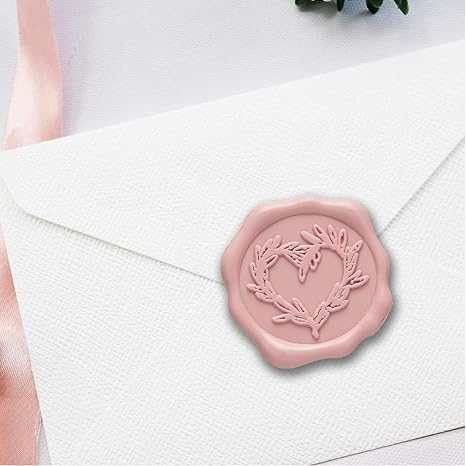 Branch Heart Adhesive Wax Seal Stickers 25Pk - Pre-Made from Real Sealing Wax Blush Pink