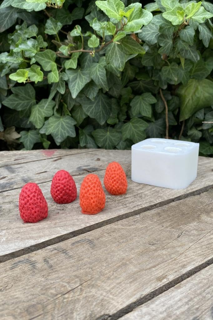 Rufus Concept Strawberry Quad Candle Mold Silicone 2.5 x 2.5 x 3 cm Small Ornament Mold 1 Piece