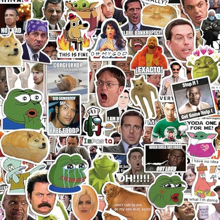 300 Pcs Funny Meme Stickers Waterproof Funny Stickers for Adults, Non-Repetitive Vinyl Decals for Laptops, Water Bottles, Phones, Skateboards, DIY & Scrapbooking, Unique Designs for Personalization