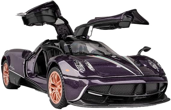 1/32 Alloy Collectible Huayra Dinastia Toy Car Vehicle Pull Back Model Cars with Light and Sound, Alloy Metal Diecast Car Model Toy for Toddlers Kids Boys Birthday Gift (1/32 Purple)