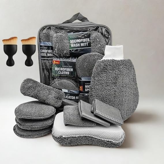Coofbe Profesyonel 11 Parça Mikrofiber Araç Oto Yıkama Seti Araç Fırçası Araç Mikrofiber Bez Seti