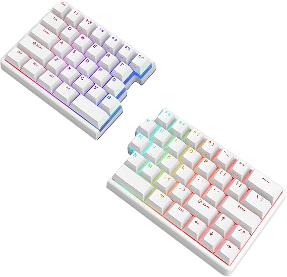 Split Mechanical Keyboard Wireless 60% Layout with Silent Switches & Silent Foam & RGB Lighting Ergonomic Keyboard for Typing and Programming