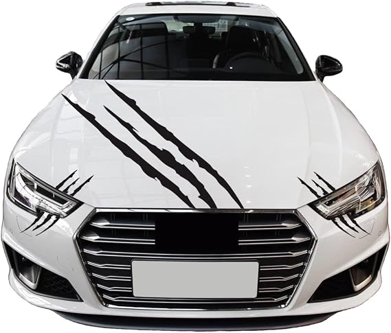 3Pcs Car Hood Decals, Claw Mark Stickers for Hood and Headlights Decor, Fit Cars SUVs Vans and Off-Road Vehicles (Black)