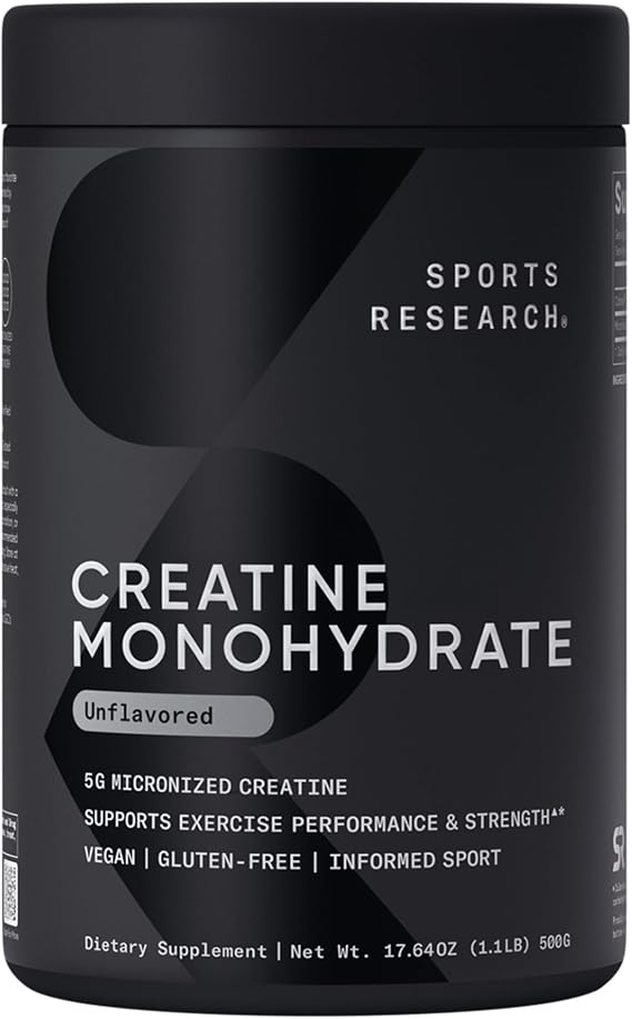 Sports Research Creatine Monohydrate Powder 5g, Unflavored (100 Servings)