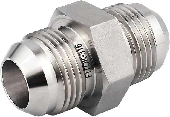 37 Degree Flared Tube Fitting Union 1" Male JIC 316 Stainless Steel 3000 psi, SS-U-AN16
