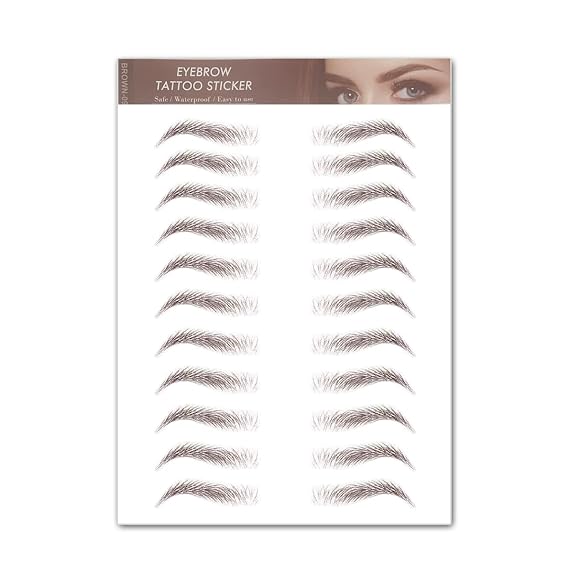 Hair-like Authentic Eyebrows 4D Brown Natural Tattoo Eyebrow Stickers Waterproof Imitation Ecological Lazy for Woman & Man Makeup Tool 9 Pcs