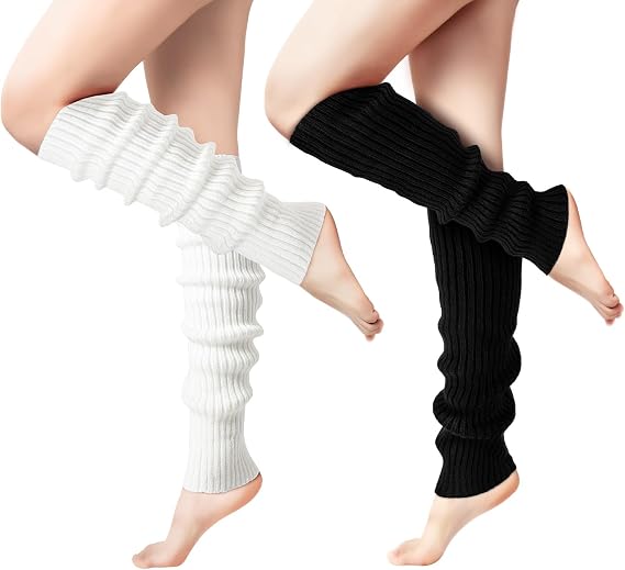 Clothirily Leg Warmers, 2 Pairs Knit Leg Warmers for Women 80s Long Socks