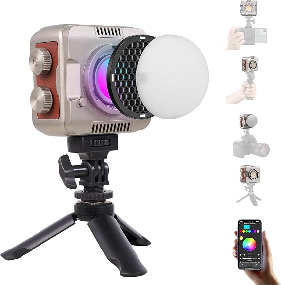 40W LED Video Light, Pocket RGBWW Creator Kit with App Control, Diffusor, Barndoor, Honeycomb Grid, Cold Shoe, Desktop Grip, Hardcase & 20 FX Modes (PalmLED Mini Pl-40RGB)