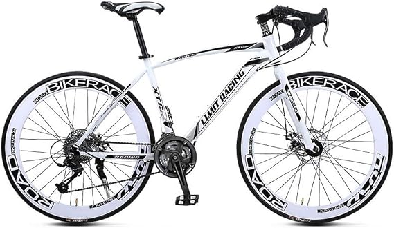 26" Bike Carbon Steel Full Suspension Road Bike Mountain Bike Dual Disc Brake,27 Speed Bike,700c Unisex,White