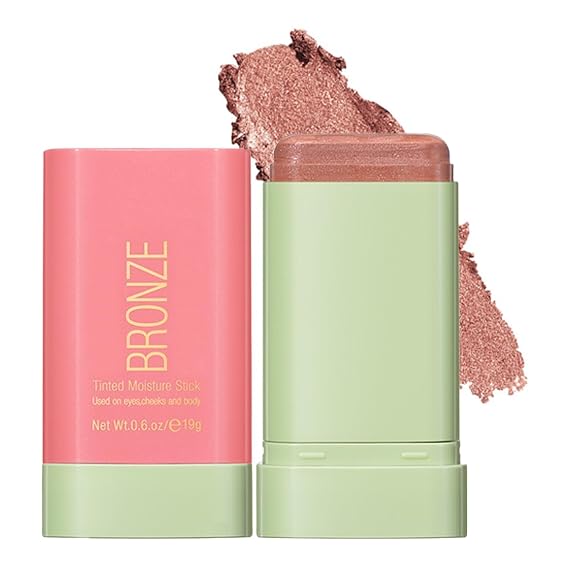 Cream Contour Stick, Face Shimmer Bronzer Stick, Blendable Natural Glow Highlighter Makeup Stick, Multi-Use Tinted Solid Moisturizer Stick, 01 Warm Glow