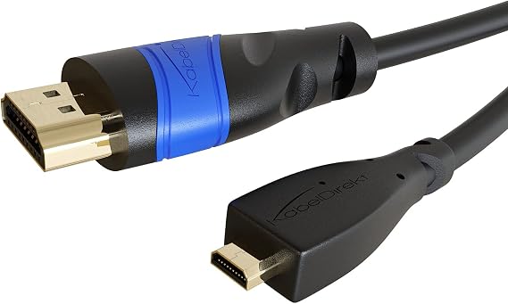 KabelDirekt – 2m – micro-HDMI cable (HDMI – Micro-HDMI, high speed – HDMI 2.0/1.4 with 4K@60 Hz – Ethernet for two-way – Ultra HD, compatible with tablets/cameras/Raspberry Pi, black)
