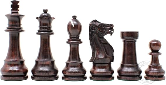 House of Chess - Tournament Chess Set Pieces - Unique Staunton Ringy Rosewood/Boxwood Chess Pieces - King Height: 3.75" (95 mm) - 2 Extra Queens - Weighted