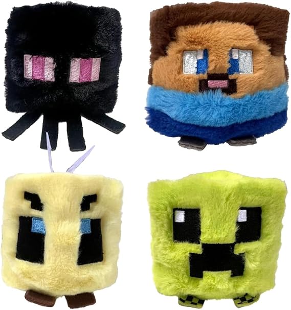 TY Minecraft 4-Pack Bouncers – Enderman, Steve, Bee, and Creeper – Soft Plush Toys for Kids – Bouncy Cuddly Toy Set – Collectible Interactive Plush