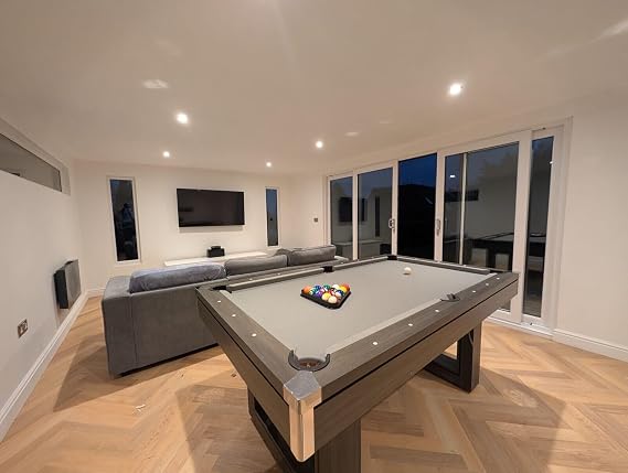 6ft or 7ft Pool Table with Dining Top and Table Tennis in Stylish Colours with Chrome Corner Caps Multi Use Games Table with Accessories Included
