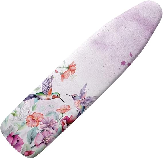 Hummingbird Flower Iron Board Cover with Padding Washable Ironing Board Protective Stretchy Covers Heavy Duty Sleeve Ironing Board Standard Size Non-Slip Iron Pad Covers for Women Purple