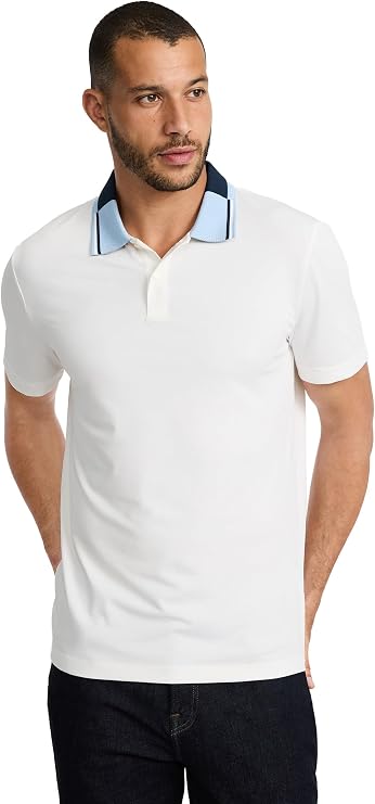 EXPRESS Men's Everyday Performance Short Sleeve Color-Block Polo | Moisture-Wicking Fabric Delivers Quick-Dry Comfort, Flexible Movement, and Breathable Performance for Work and Weekend Wear