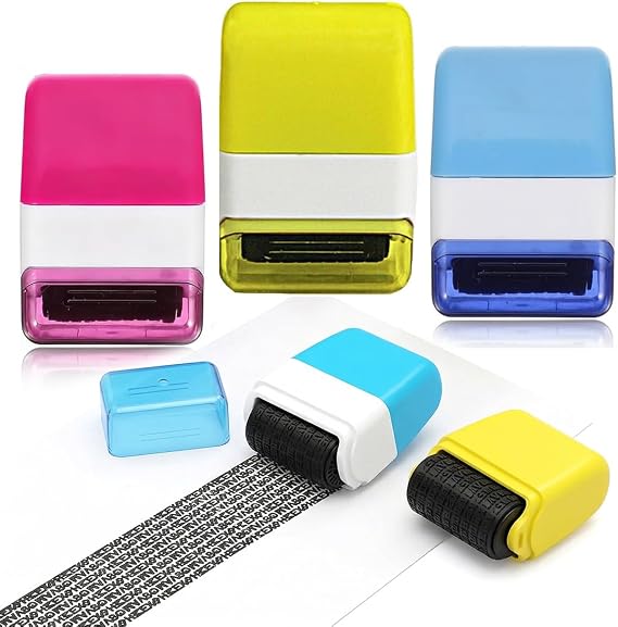 3 pcs Identity Theft Protection Roller Stamp,Guard Your Id Stamp Roller,Confidential R oller Stamp,R oller Stamp Identity Theft,Id Defender Roller Stamp for Mail Address Blackout
