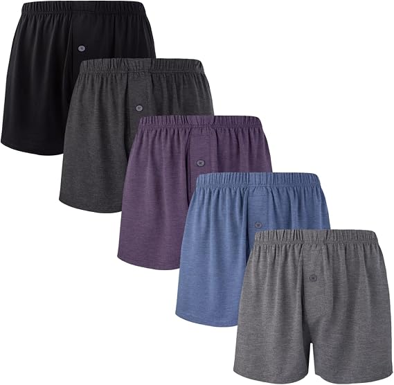 BAMBOO COOL Men's Boxer Shorts, Classic Fit Loose Breathable Underwear | Tagless loose-fit boxers with soft feel, flatlock seams, button fly and stay-put waistband for everyday comfort.