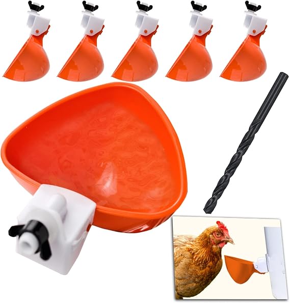 Automatic Chicken Waterer 6 Chicken Water Cups DIY Poultry Water Feeder | Chick Duck Quail Poultry Waterer Kit, Larger Cup Holds More