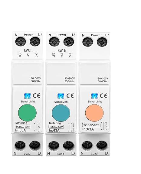 63A 1P+N Switch Energy Meter Kwh Metering Monitoring Circuit Breaker Timer Relay MCB(TOB9Z-VAP VA Protect,40A)