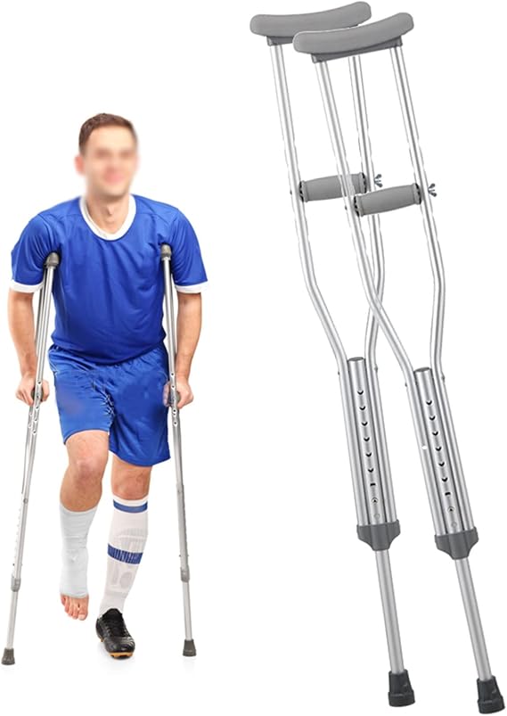 Underarm Crutches for Adult, Aluminum, Adjustable Height Crutches, Assisted Walking Crutches for Men, Women, Youth, 1 Pair (Size : Small)