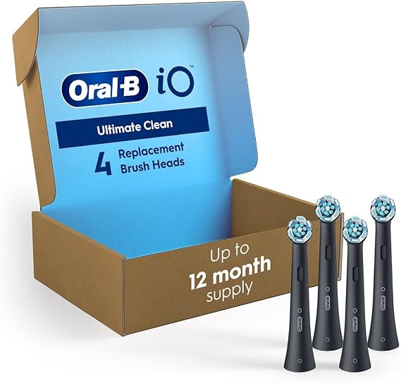 iO Series Ultimate Clean Replacement Brush Head for Oral-B iO Series Electric Toothbrushes, Black, (Pack of 4)