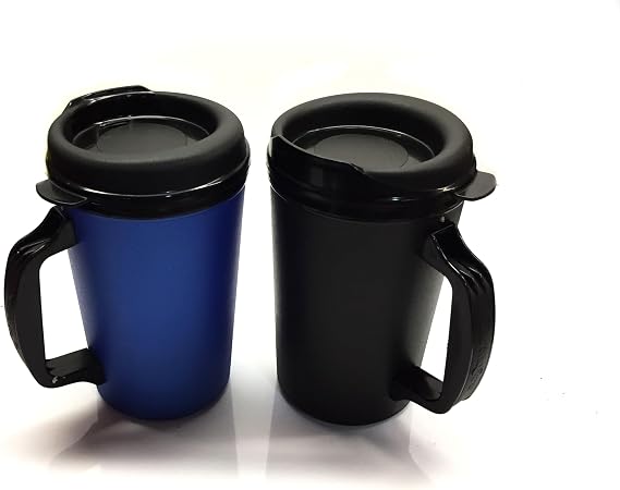 Thermoserv 20oz Insulated Travel Mug Classic Gas Station Design (Black/Blue 2 Pack)