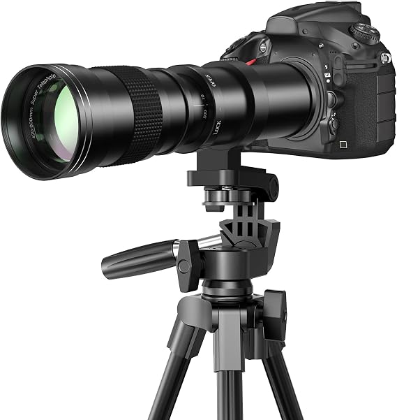 EF/EF-S 420-800mm F8.3 Telephoto Zoom Lens(MF) + T-Mount for Canon EOS Rebel T8i/T7i/T7/T6i/T5/T3i/T2i/XSi/SL3/SL2/T100/90D/80D/70D/50D/5D Mark IV/6D II/7D II/1D X III II - Manual DSLR Cameras Lenses