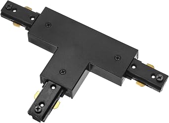 M METERXITY H Track T-Connector, Single Circuit H Type 3-Wire-1 Rail 110-220V for Track Lighting System/Fixtures/Accessories/Ceiling Wall Spot Light [Black]