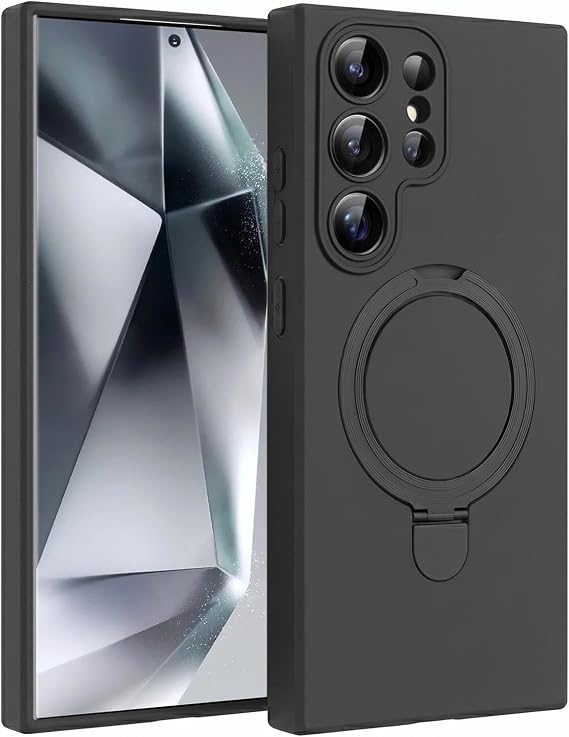 Microsonic Samsung Galaxy S25 Ultra için Kılıf Aura Stant MagSafe Siyah [Galaxy S25 Ultra ile Uyumlu Kılıf - Siyah]