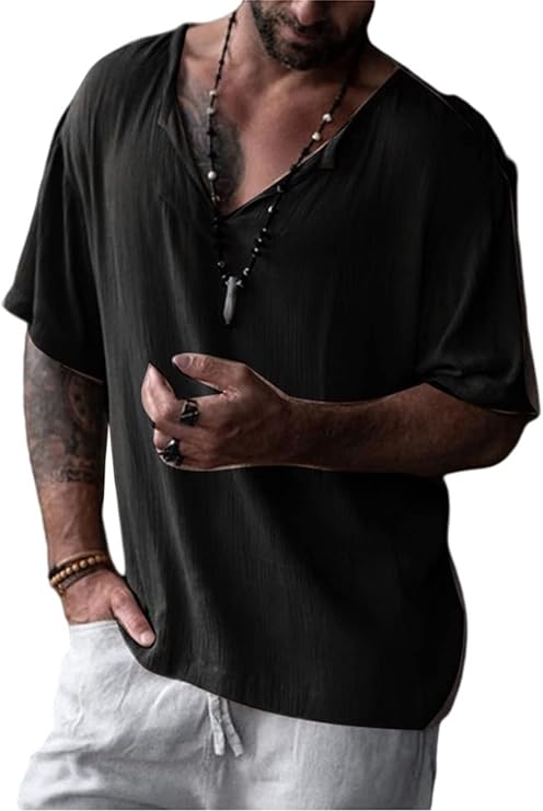 Rela Bota Mens V Neck Shirts Casual Short Sleeve T Shirt Comfort Soft Lightweight Tee