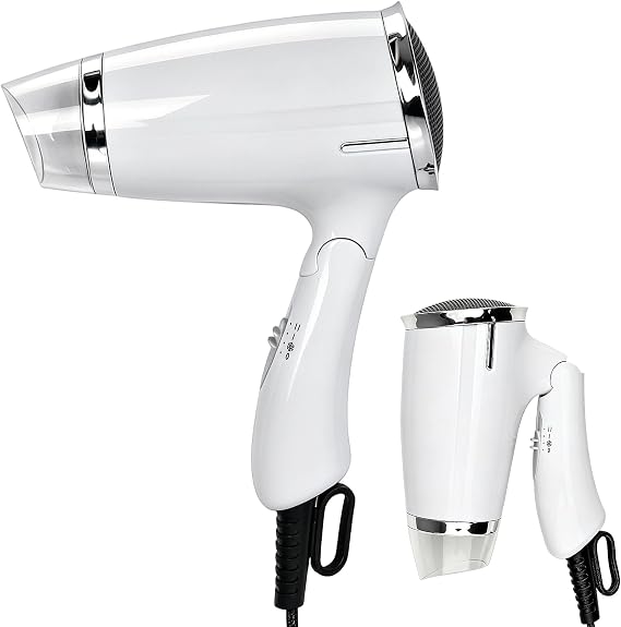 Mini Foldable 1200W Hair Dryer, 120V Portable Travel Blow Dryer | 1200W High Power Portable Mini Size, Space-saving Foldable Handle Ideal for Business