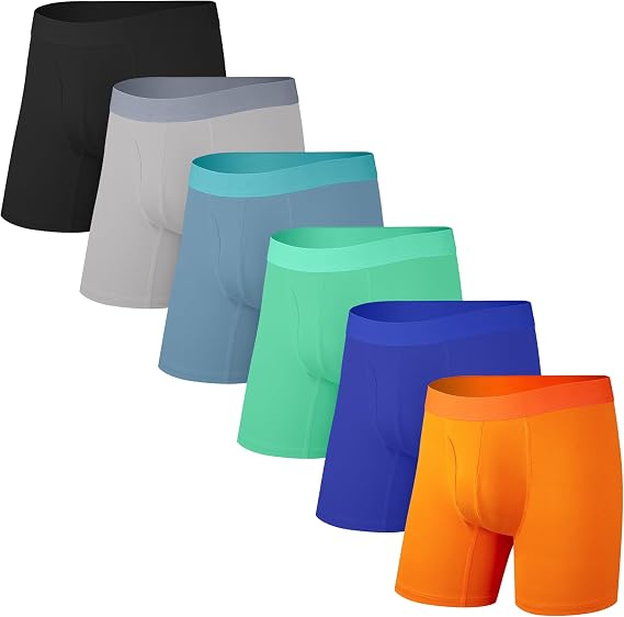 Men's Cotton Boxer Briefs, No-Ride-Up Underwear, 3 or 6 Pack | Breathable Men's Boxer Underwear with 3D Pouch Support, Wide Waistband, Tagless Comfort for Workout, Lounge and Sleep