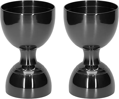 2Pcs Premium Bell Jigger for Bartending, Cocktail Jigger 2 OZ 1 OZ with Measurements Inside, Premium 304 Stainless Steel Shot Measure Double Jigger Bar Black, 2 Pack